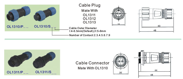 IP67 Connector, Aviation Connector, SP13 Connector, Waterproof Connector