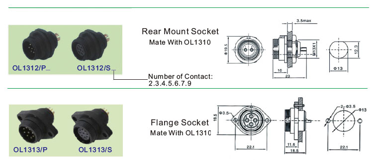 IP67 Connector, Aviation Connector, SP13 Connector, Waterproof Connector