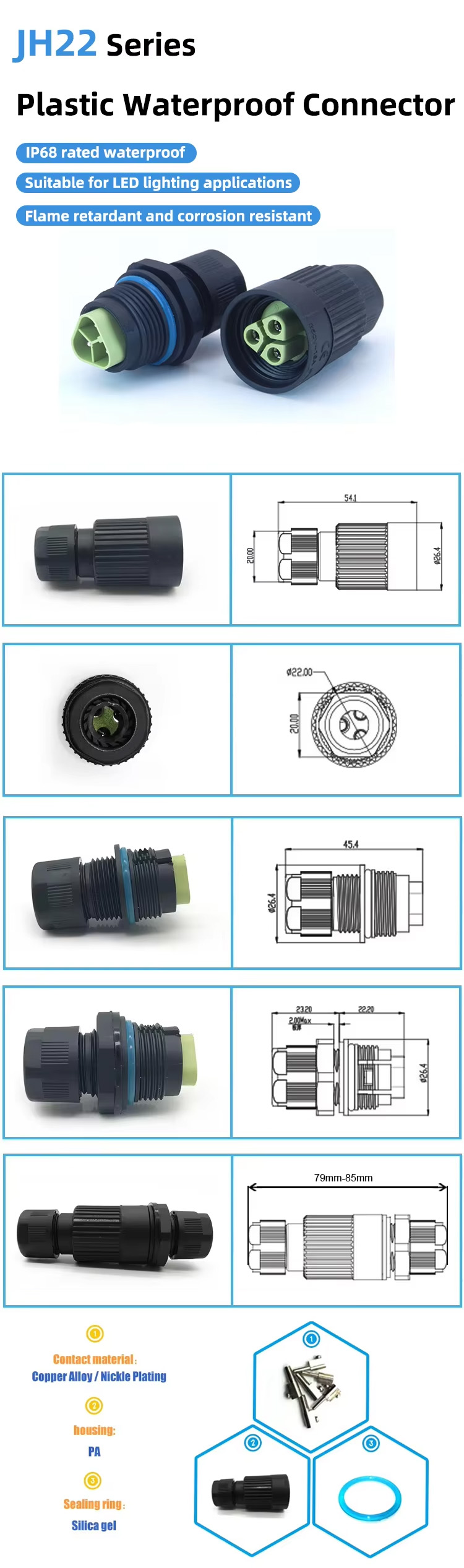 JH22 Series Product Detailed Dimension Drawings