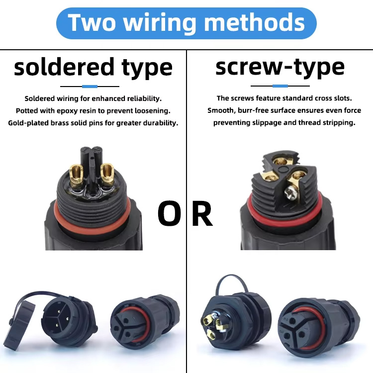 M20 offers two optional wiring methods: solder type and screw type