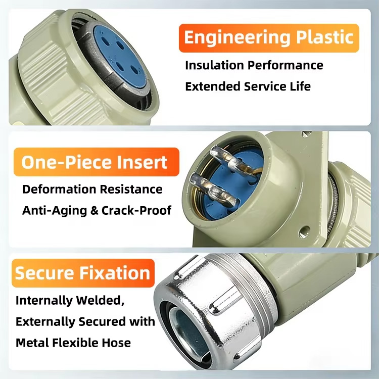 The OL-YP metal connector is made of high-strength engineering plastic, which enhances insulation and service life. It features an integrated inlaid structure that is deformation-resistant, aging-resistant and crack-resistant. Additionally, the connector is secured with internal safety welding for safer use