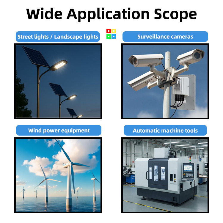 The OL-YP can be applied to street lights / landscape lights, surveillance cameras, wind power equipment and automatic machine tools