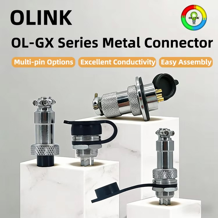 The OL-GX metal connector is available in multiple pin counts, features excellent conductivity, and is easy to assemble.