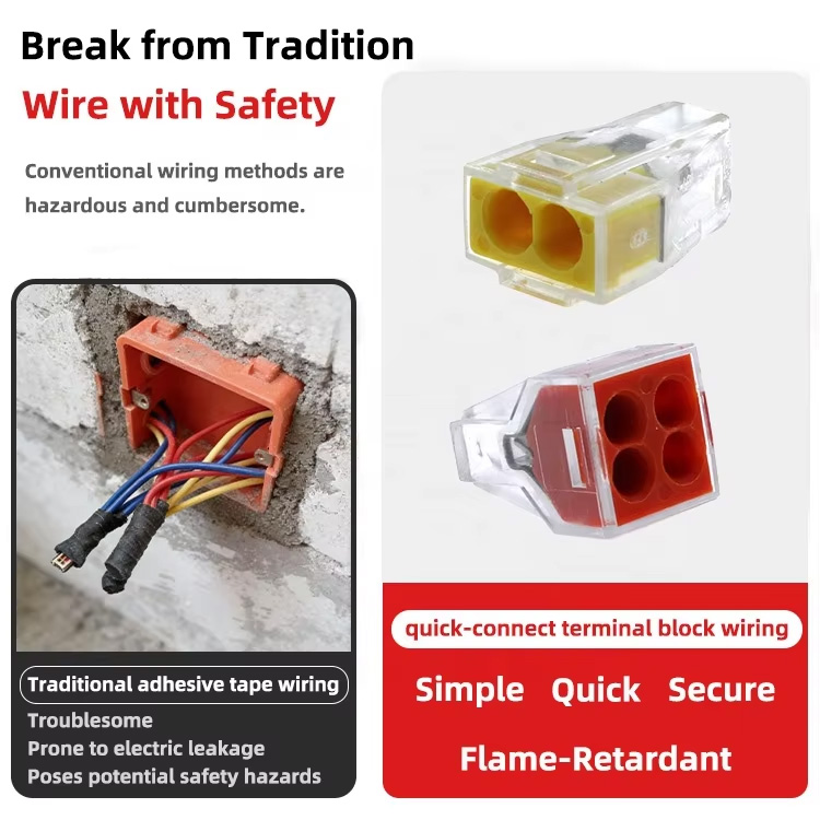 Compared with traditional tape wiring, PCT-106 and PCT-606 offer the advantages of safety, speed, simplicity and flame retardancy.
