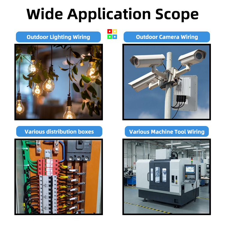 The 222-T wire connector can be used for outdoor lighting wiring, outdoor camera wiring, various distribution boxes, and various machine tool wiring.