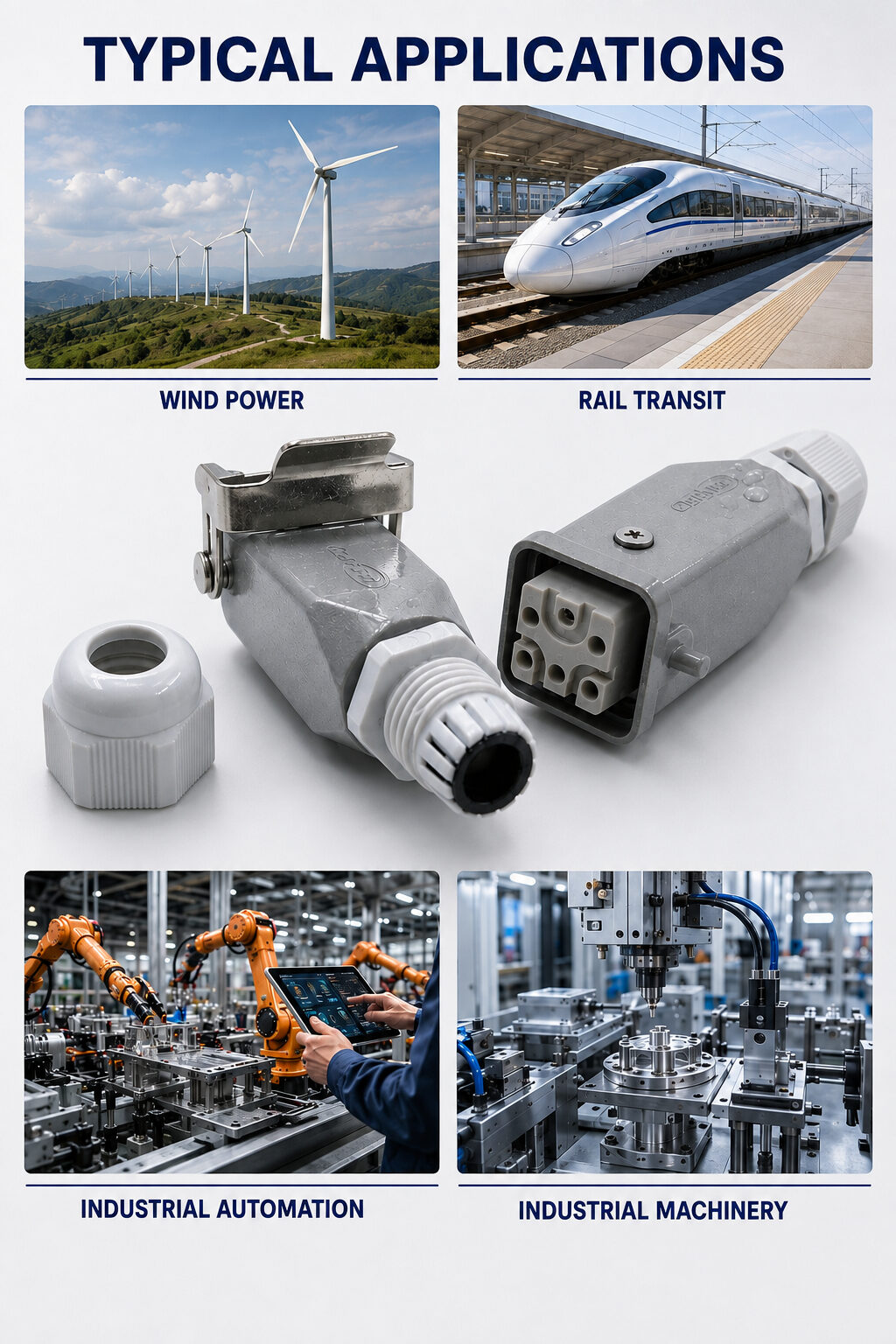 Aluminum heavy-duty connector for wind power, rail transit, industrial automation, and machinery