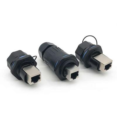 Ip67 plug and socket rj45 bulkhead connector