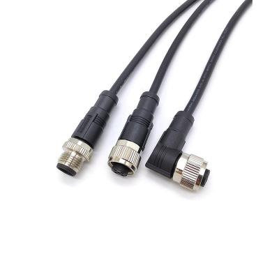 Customized wire M12 male female plug socket 2 3 4 5 6 8 pin straight circular