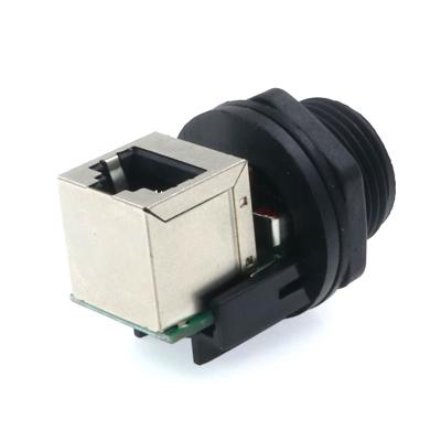 Waterproof IP67 RJ45 Ethernet Connector for Current Usage Panel Type Printed Circuit Board