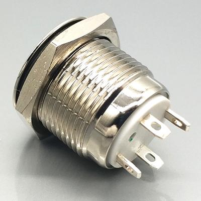 led metal 16mm 12 volt push button switch Flat Latching type
