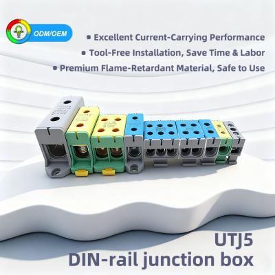 DIN Rail Automotive DC 220A Feed Through Quick Connect Terminal Block - 5-10 AWG
