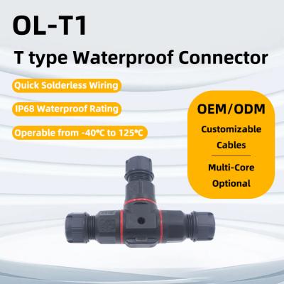 OL-T1 T Type Connector 3 Way Power Branch 250V16A IP68 2pin 3pin 4pin