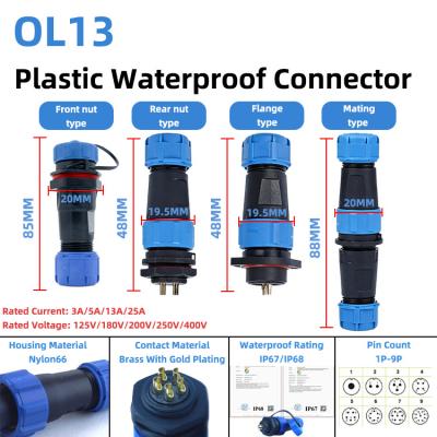 OL13 IP67 Waterproof cable connector for outdoor