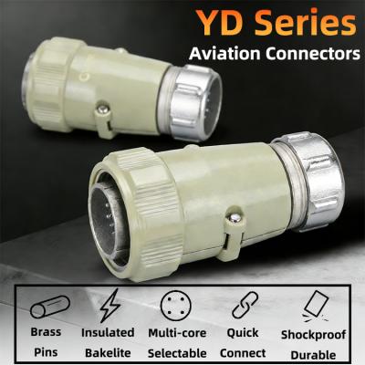 YD series Power Male Female Cable Connector IP55 500V 7A-150A Gold-Plated Copper Contacts Zinc Alloy Nickel-Plated Housing